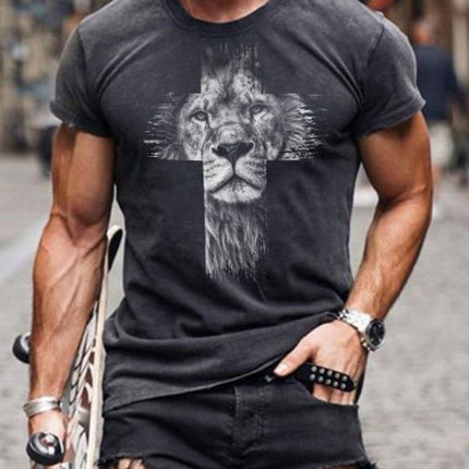 European And American Men's Cross Print T-shirt