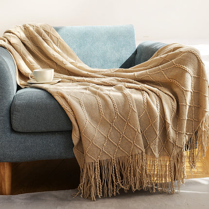 Pure Color Coral Fleece Knitted Sofa Blanket