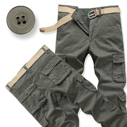 Multi-Pocket Loose High Waist Pants Plus Size