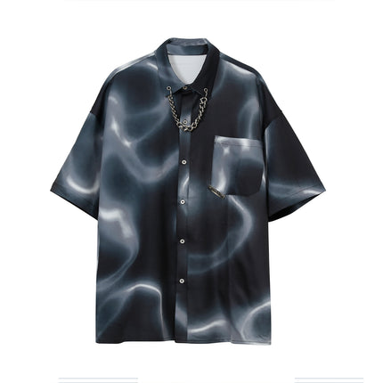 Handsome Casual Suit Men's Tie-dye Chain Design Shirt
