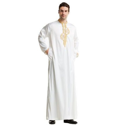 Arabian Middle East Stand Collar Embroidered Robe