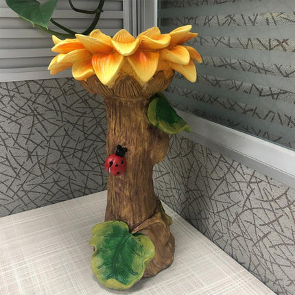 Garden Statue Resin Sunflower Bird Bath Bird Feeders Garden Decoration Accessories