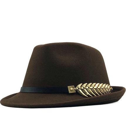 Woolen Hat British Retro Jazz Hat Fashion Casual Fishbone Belt Decoration Small Top Hat
