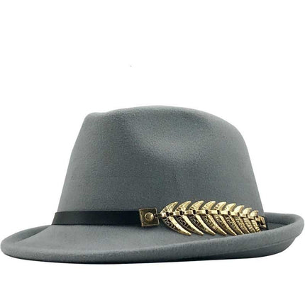 Woolen Hat British Retro Jazz Hat Fashion Casual Fishbone Belt Decoration Small Top Hat