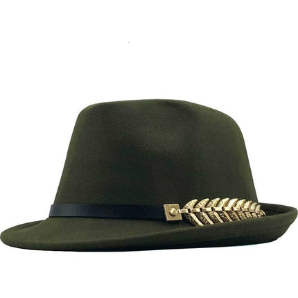 Woolen Hat British Retro Jazz Hat Fashion Casual Fishbone Belt Decoration Small Top Hat