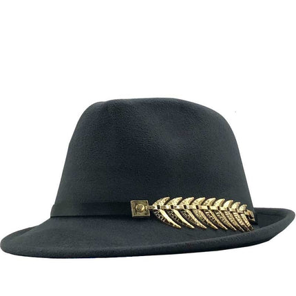 Woolen Hat British Retro Jazz Hat Fashion Casual Fishbone Belt Decoration Small Top Hat
