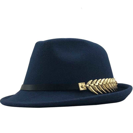 Woolen Hat British Retro Jazz Hat Fashion Casual Fishbone Belt Decoration Small Top Hat