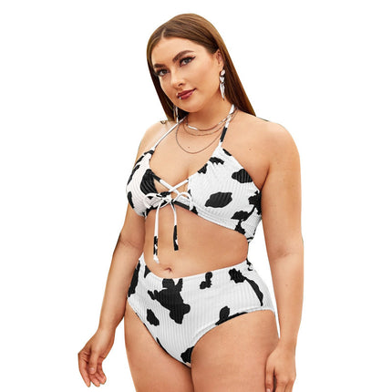 Ladies Bikini Swimsuit Split Fat Woman Sexy Black Dot Swimsuit