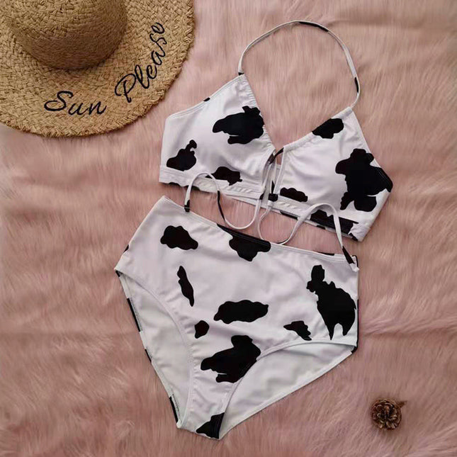 Ladies Bikini Swimsuit Split Fat Woman Sexy Black Dot Swimsuit