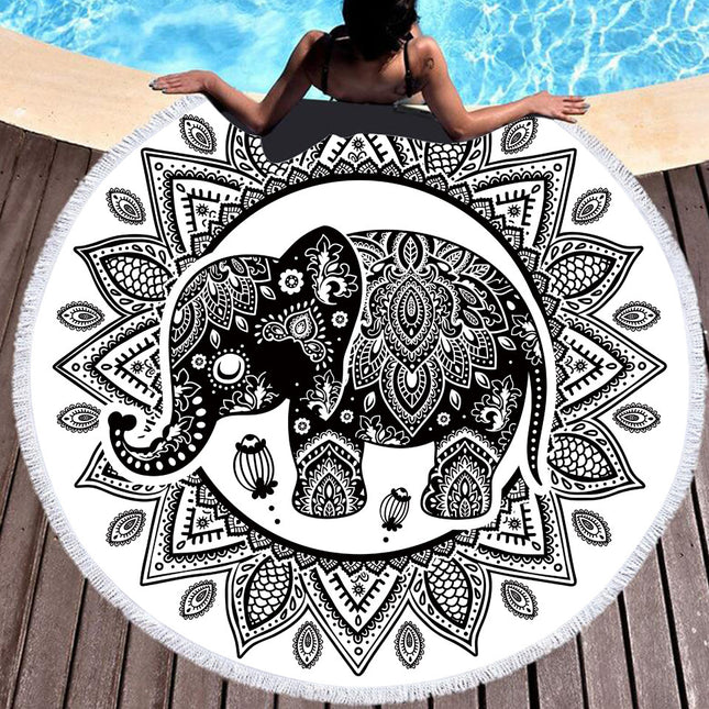 Vasverf Kleurvolle Digitale Drukwerk Mikrovesel Ronde Strandhanddoek