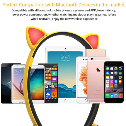 LED Glowing True Wireless Bluetooth Headphones Auriculares Cartoon Girl Headband Cat Ear Headset With Microphone For All Phones