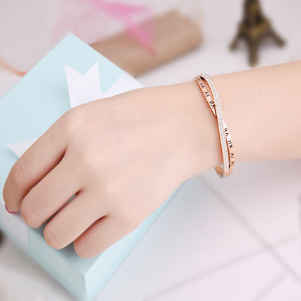 Vroue se Warm Styl Romeinse Syfer Diamantarmband