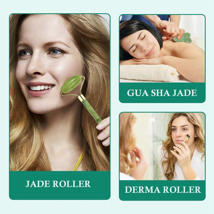 Mikro-naald Poeier Kristal Roller Jade Masseerder Gesigskrapbord Skoonheids-spa-stel