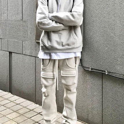 Men's Summer Casual Loose Multi-pocket Gray Boys' Sweatpants