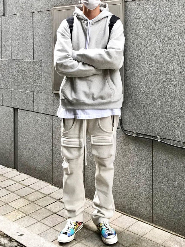 Men's Summer Casual Loose Multi-pocket Gray Boys' Sweatpants