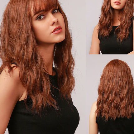 Brown Mid-Length Curly Hair Headgear