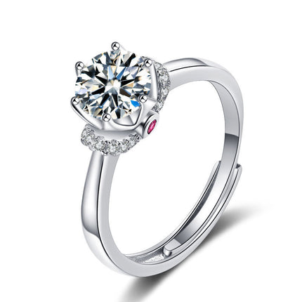 Vroulike Ring Nagemaakte Moissaniet Diamantring Vroulik