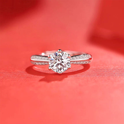 Vroulike Ring Nagemaakte Moissaniet Diamantring Vroulik