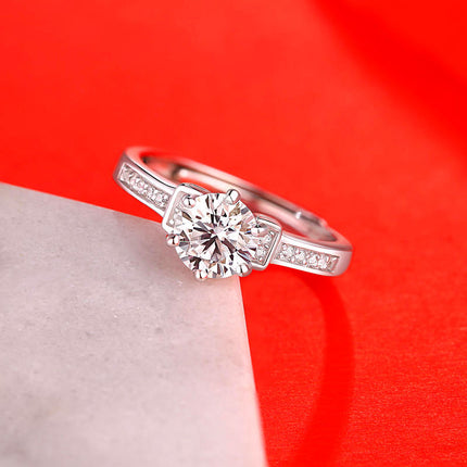 Vroulike Ring Nagemaakte Moissaniet Diamantring Vroulik