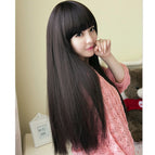 Black diagonal bangs