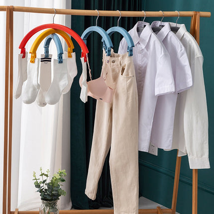 Clothes Rack Creative Rainbow Rotating Racks Multifunctional Three-layer Bed Sheet Drying Rack Clothes Hanger With Pants Clip