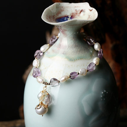 Original Natural Freshwater Pearl Shaped Amethyst Bracelet