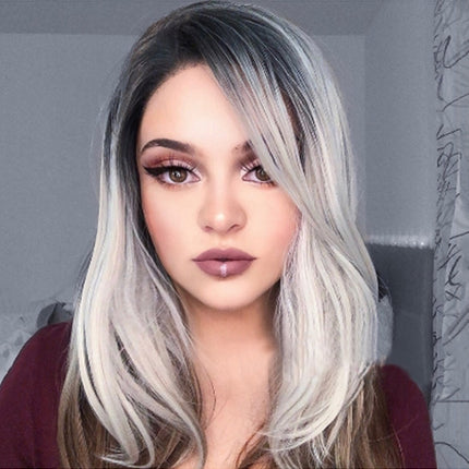 Three-color Gradient Mid-section Women's Wig Set