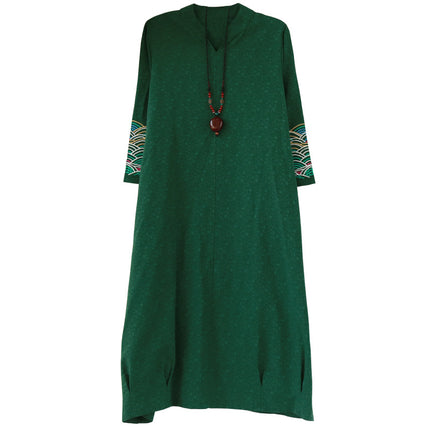 National Style Cotton And Linen Dress Women Spring And Autumn