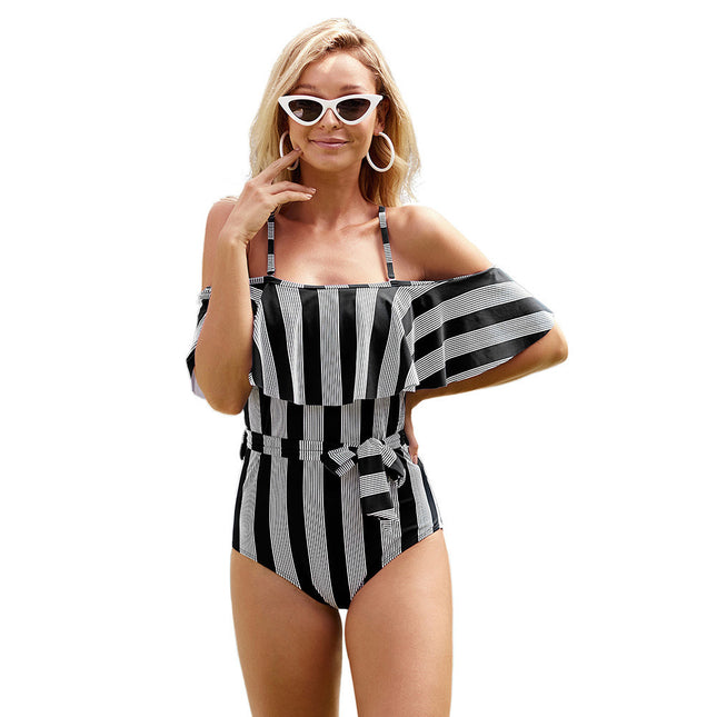 Sling strapless ruffled hot spring resort swimsuit