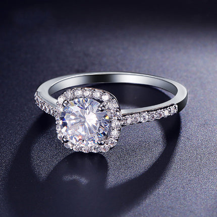 Trouringe vir Vroue Silwerkleur Juweliersware Luukse Ringe Verlowing Vierkantige Bague Kubieke Sirkonium