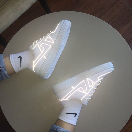 Reflektiewe Wit Skoeisel Vir Mans En Vroue Tekkie