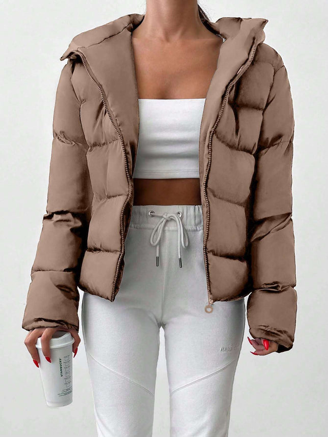 Women's Casual Solid Color Zipper Hoodie Jacket