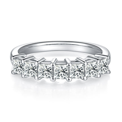 A Luxurious And Fashionable Light Luxury Jewelry Silver Ring Set With Top-quality Moissanite, S925 Silver Plated With Platinum