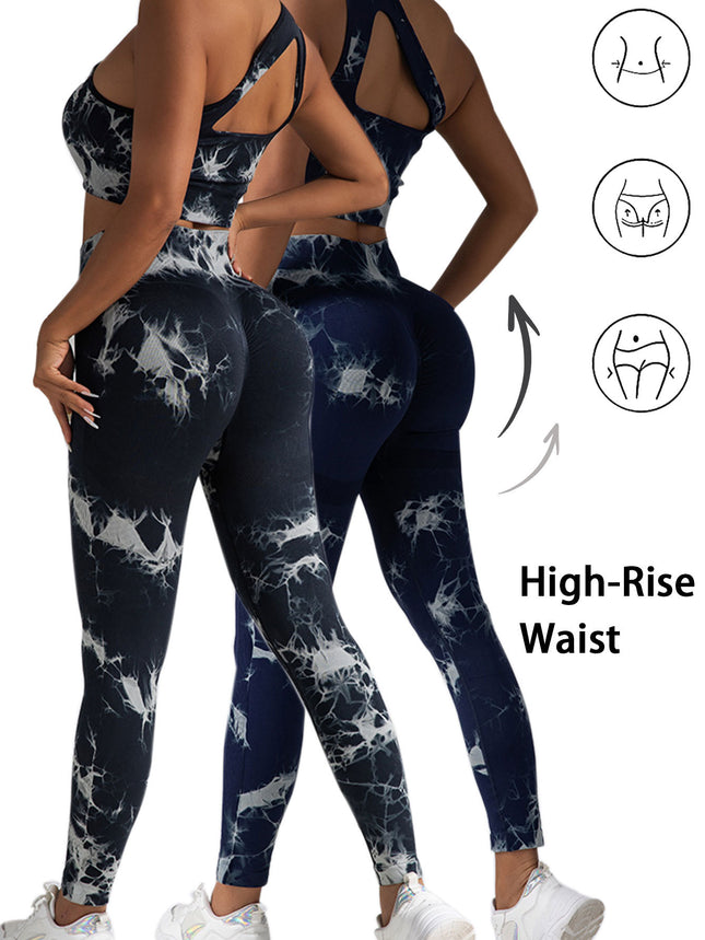2pack Tie-dye Yoga Pants Seamless Yoga Pants