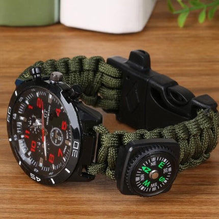 6 En 1 Tcticos Al Aire Libre EDC Supervivencia Ajustable Pulsera Brjula Rescate Paracord Camping Equipment Herramientas