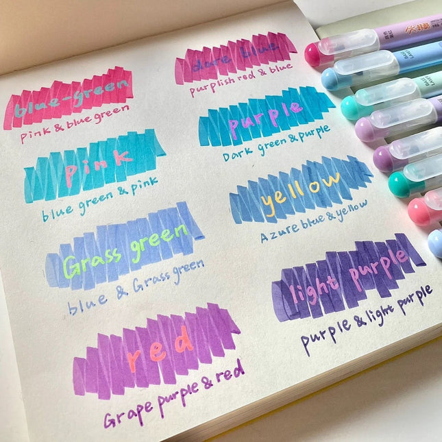 Color-over-color Dual-tip Highlighters, Student-grade Colored Markers