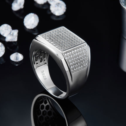 Mans Luukse En Modieuse Ligte Luukse Juweliersware Silwerring S925 Versilwerde Platinum Gestel Met Topgehalte Moissanite