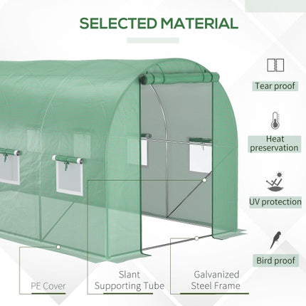 Walk In Tunnel Circular Greenhouse With Mesh Doors And 8 Windows