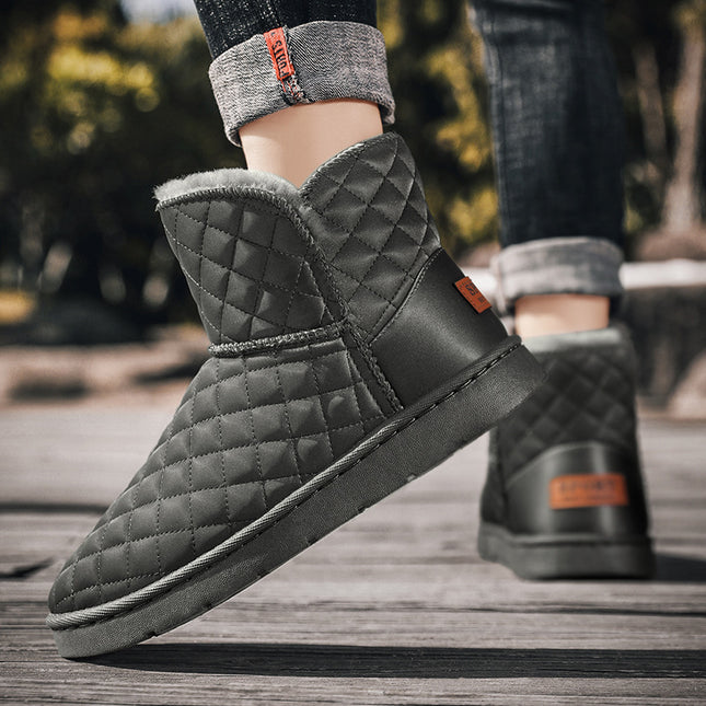 Thick Plush Snow Boots Men's Leather Non-slip Waterproof Thermal