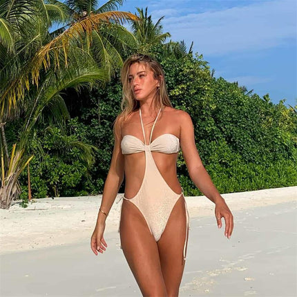 Lace-up One-piece Swimsuit Women's Halter Design Sense