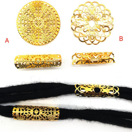 20 Pieces Round Adjustable Golden Metal Hair Tube Beads Rings