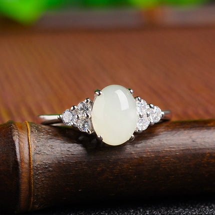 Adjustable Moonstone jade Ring with 925 silver