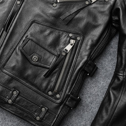 Slim Fit Soft First Layer Cowhide Biker's Leather Jacket