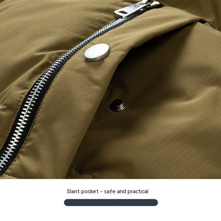 Warm Standing Collar Plus Size Thickened Cotton-padded Coat For Men