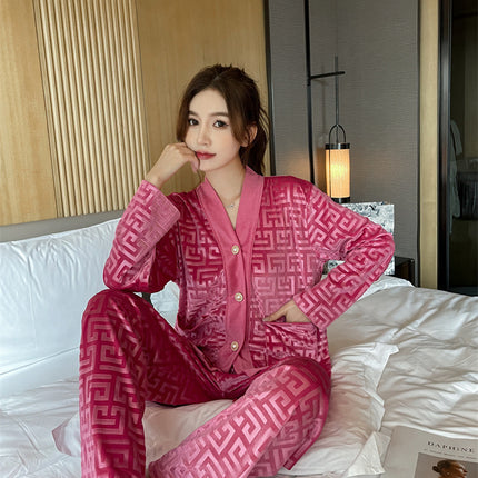 New Gold Velvet Pajamas Women's Suit