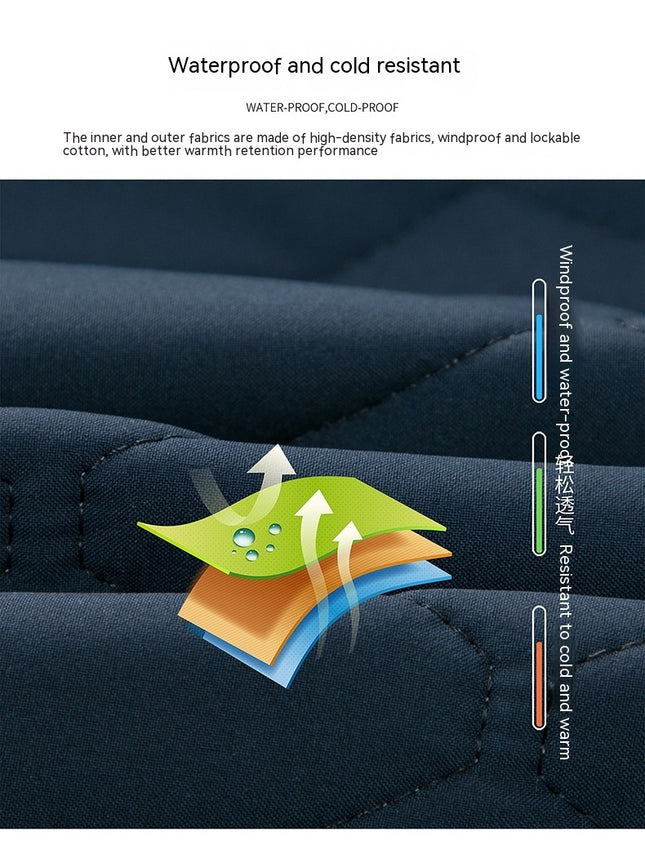 Cotton-padded Middle-aged Business Leisure Warm Single-breasted Lapel Simple Loose Jacket