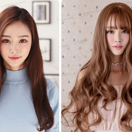 Girls Curl Big Waves Korean Air Liuhai Lifelike Wig Headset