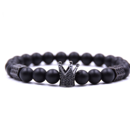 Natural stone micro crown inlaid copper bracelet white Zircon Bracelet beads bracelet Jewelry Trade electricity supplier sourcing