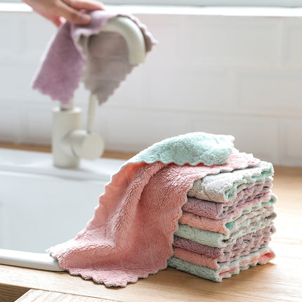 Bedrukte Tweekleur Dubbelzijdige Absorberende Skottelgoedlap Kleefwerende Olie Handdoek Verdikking Vee Tafeldoek Kombuisvadoek