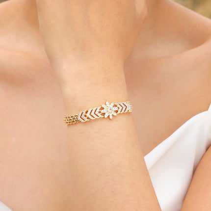 Dames Sirkoon Blom Hartvormige Ronde Armband